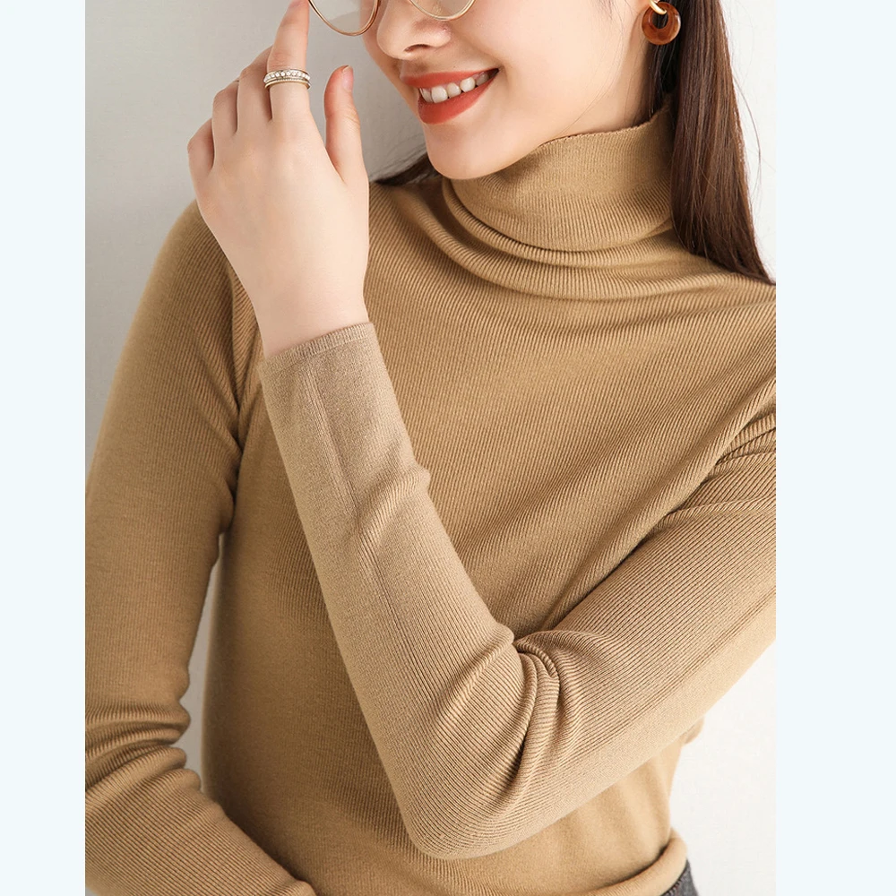2020 Топ моды на заказ с длинным рукавом Водолазка с высоким горлом трикотажные женские свитера