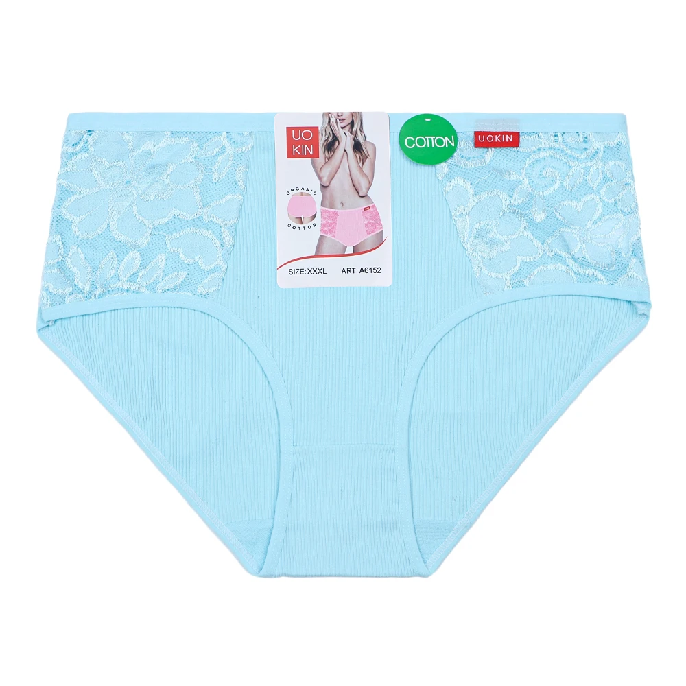 UOKIN  Basic plus size ladies lace panties pure cotton mid-rise large size underwear XXXL carding cotton panties A6152