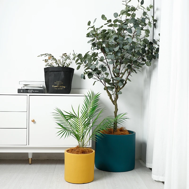 Nordic simple design round cylinder ceramic bonsai pot home garden indoor bulk flower pots for plants