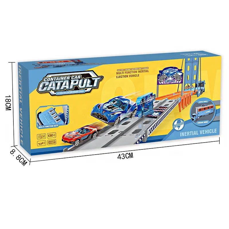 Boys model vehicle track trailer truck toy container truck with alloy mini car