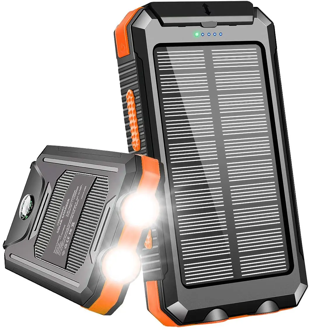 Водонепроницаемый внешний аккумулятор на солнечной батарее, 20000 мАч, 2 USB порта (1600357656952)