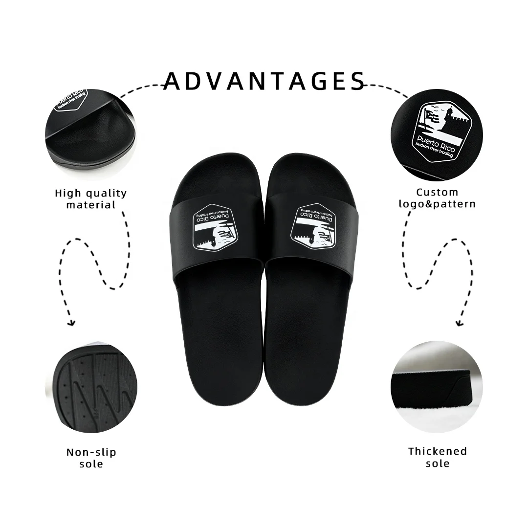 Footwear custom slippers with logo men pu leather anti-slippery outdoor Casual Sports slides business logo slipper Unisex summer