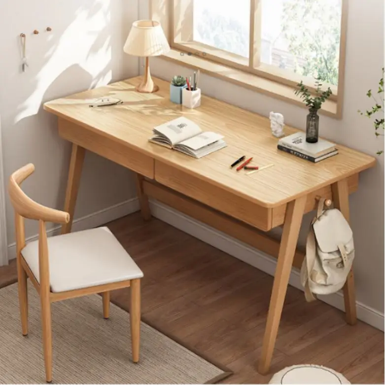 Modern Simple Home Study Solid Wood Desk, Student Home Study bookcase, University Office Desk