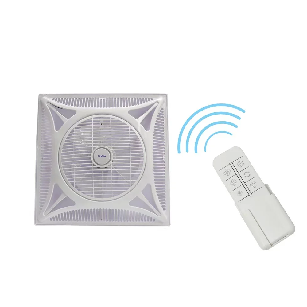 600*600mm False Box Integrated Ceiling Fan Energy-Efficient With Remote Control LED Light Embedded
