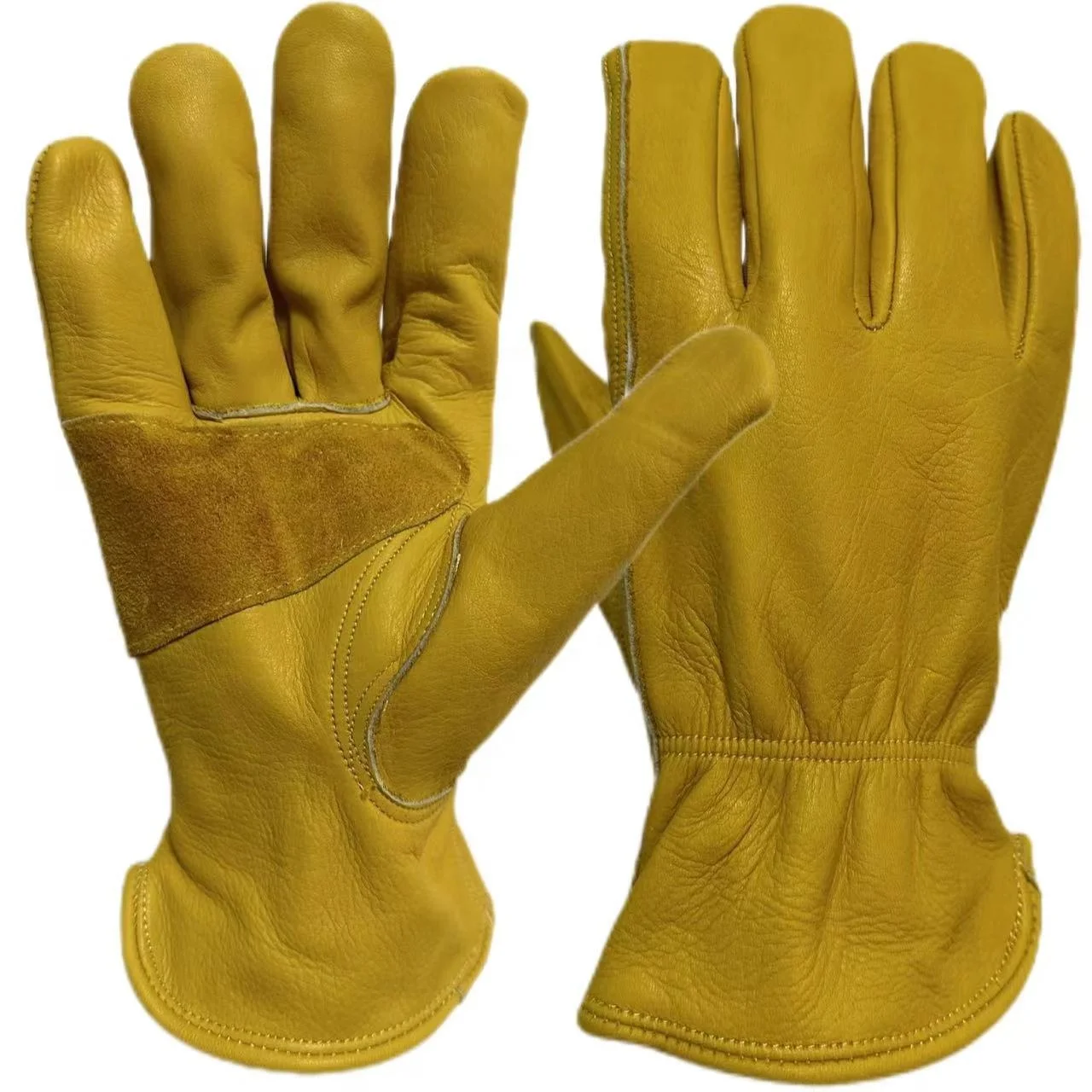 Cow Grain Leather BBQ Welding Work Gloves Anti Slip Gardening Camping Climbing Gloves Cowhide Leather Safety Driver Gloves