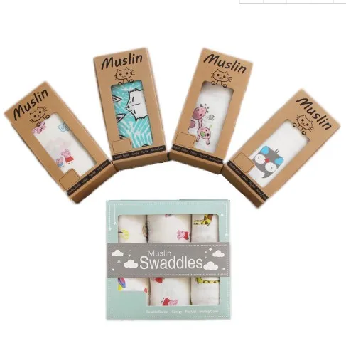 Wholesales double layer box package organic bamboo baby muslin blanket swaddle baby blankets