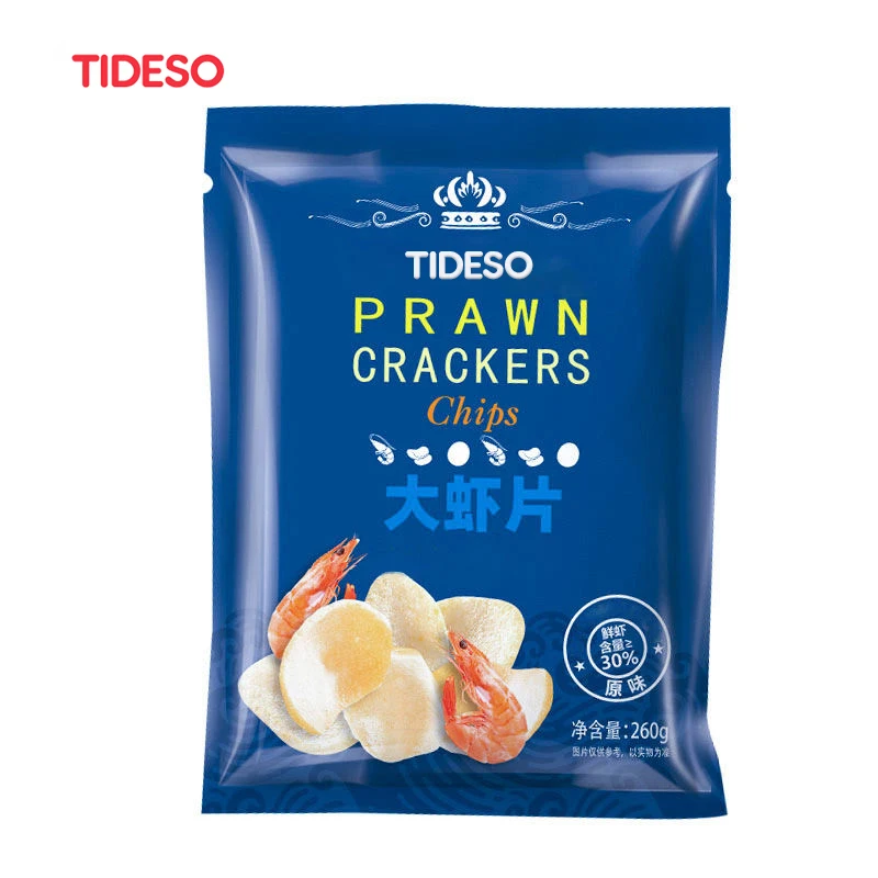 TIDESO Chinese casual seafood snack Uncooked Dried crisp prawn crackers fried snack shrimp potato chips