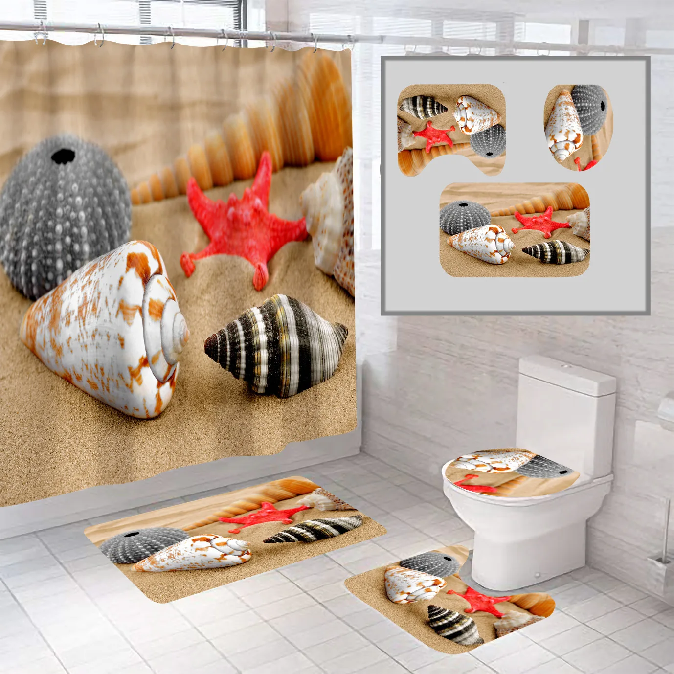 Top selling bathroom  rug bath  mat Set With Shower Curtain