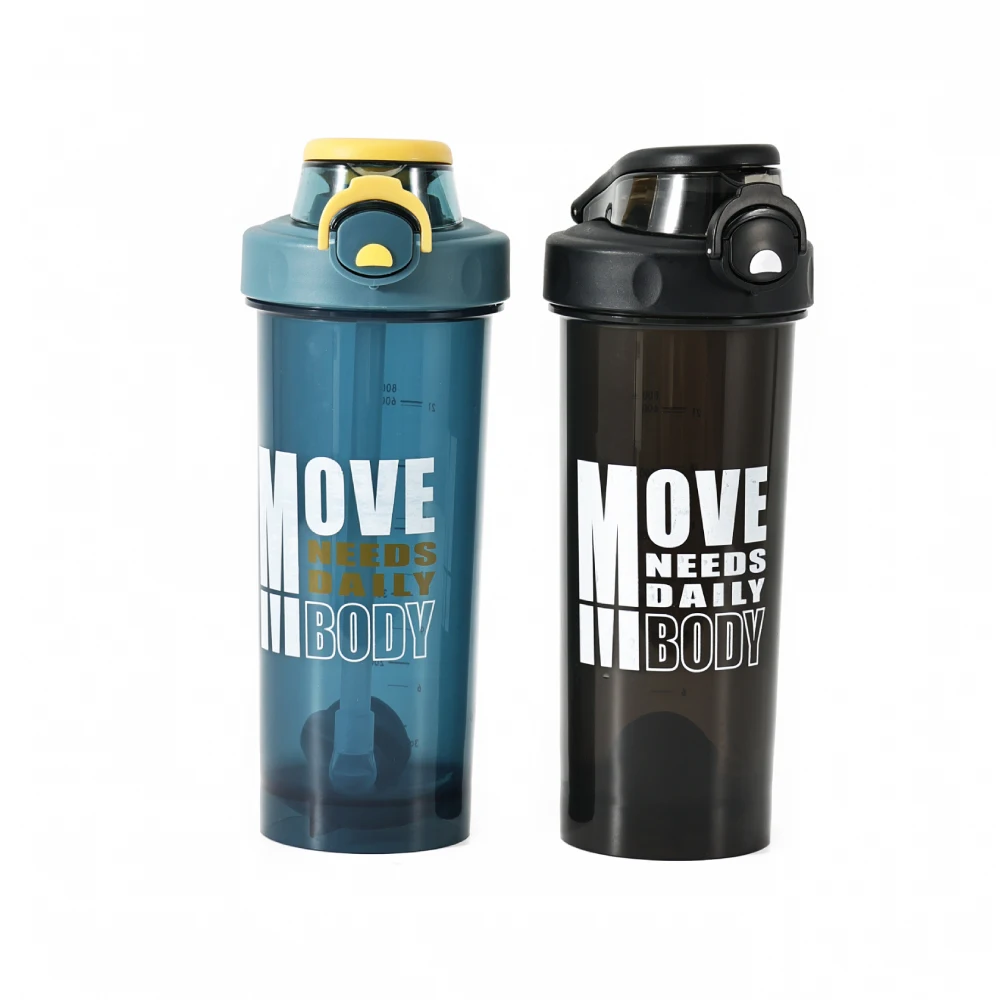 800ml Bpa Free Gym Protein Shaker Bottles with Straw Strainer Filter Gym Fitness Plastic Protein Shaker