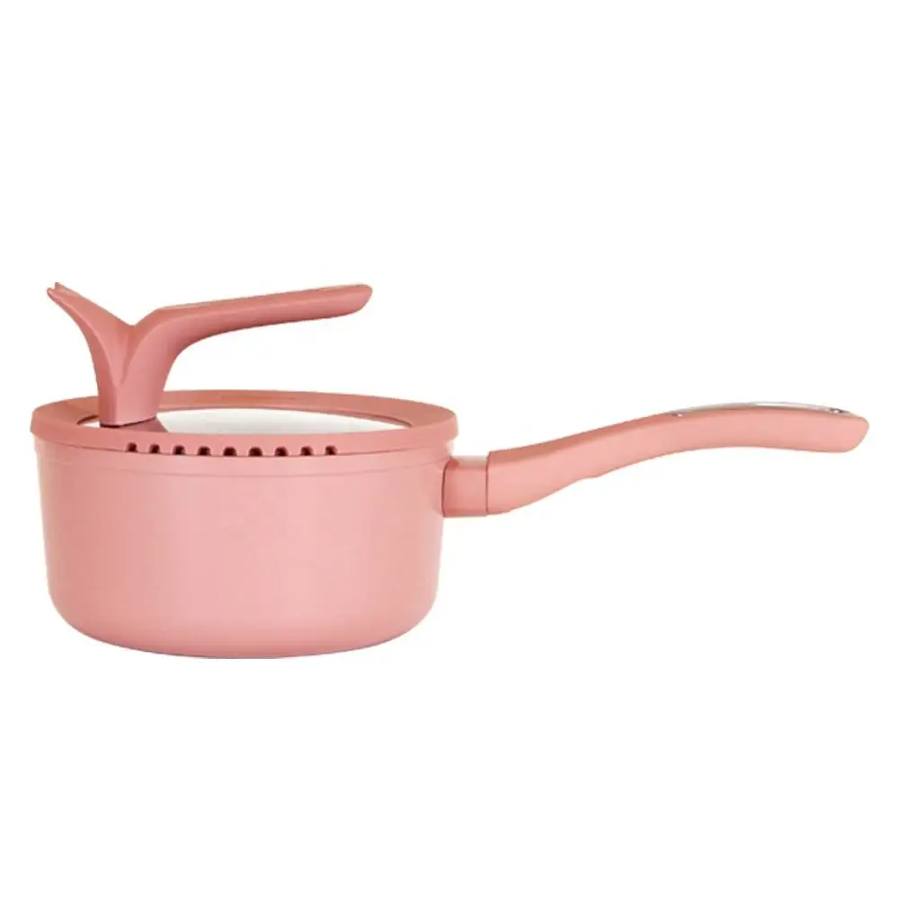 MYH Pink Color Forged Aluminum Induction Bottom Ceramic Enamel Coating Bakelite Handle Pots and Pans Kitchen Cookware Sets