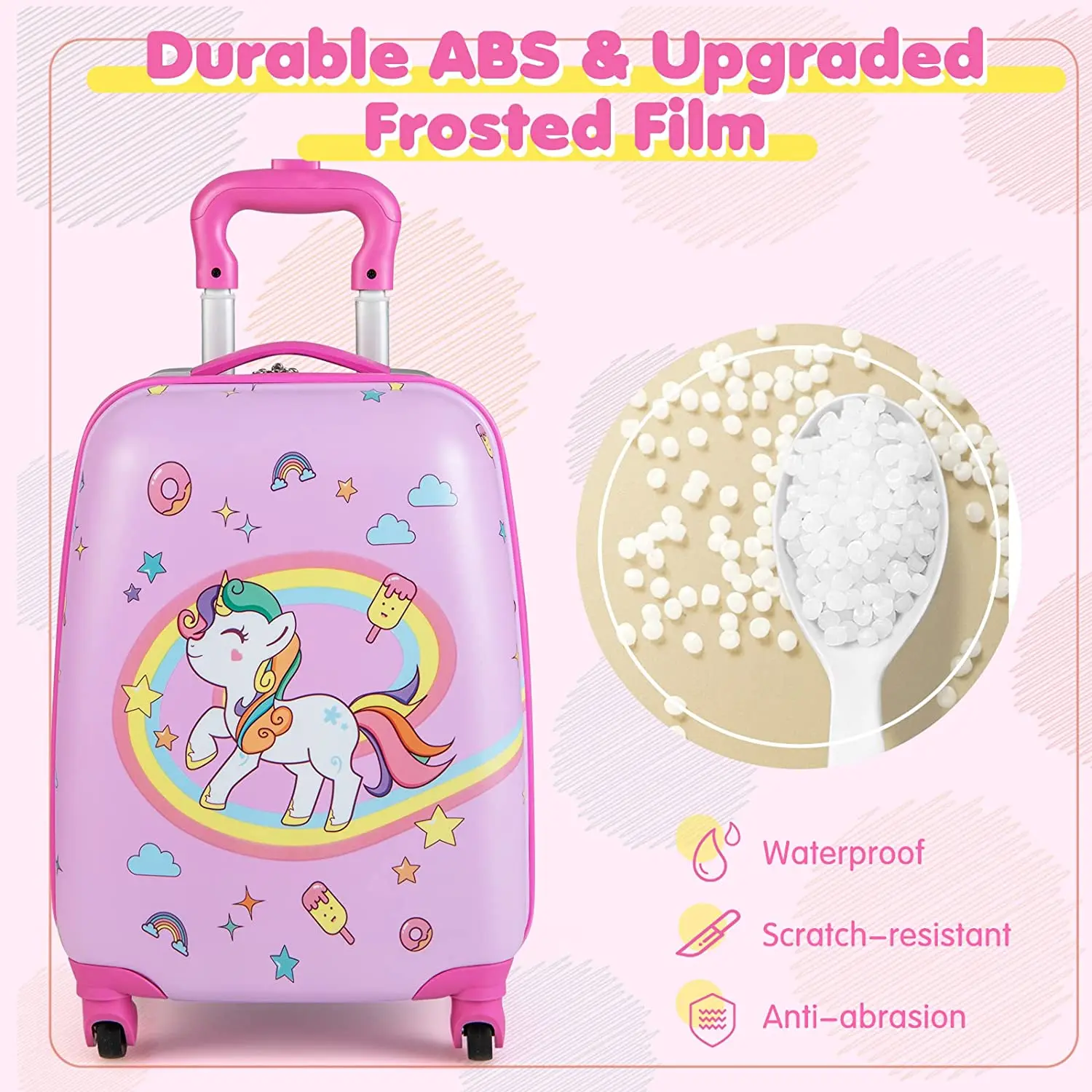 Hot Sale Kids Suitcase Cute Rainbow Unicorn Kids Luggage Set Travel Suitcase for Girls and Boys Kids Cabin Luggage Character