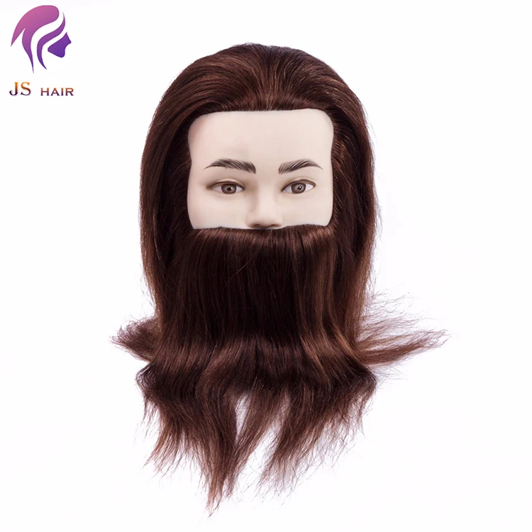 Hair mannequin head 100% human hair with beard practice head training head for barber course teaching practicing
