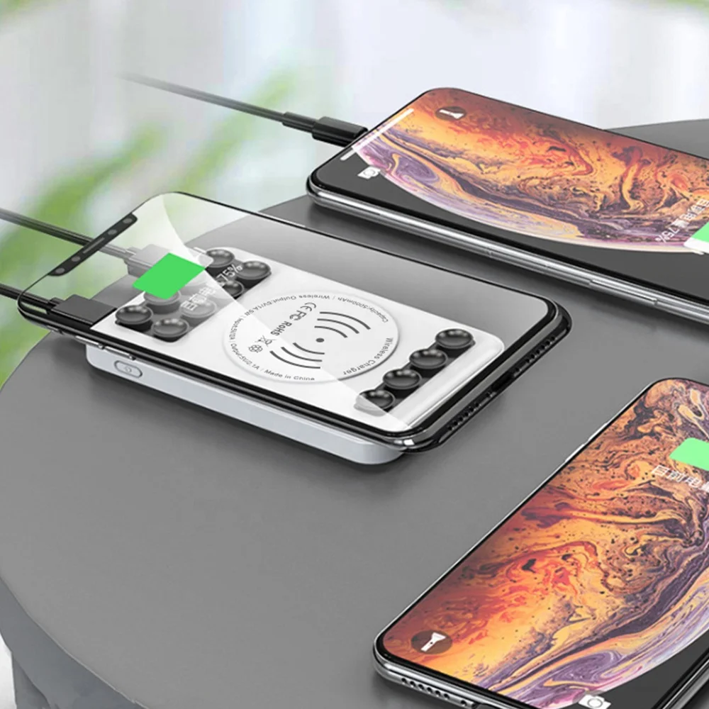 New Mobile Phone Accessories Black White 5000mAh Portable Wireless Charger Power Bank
