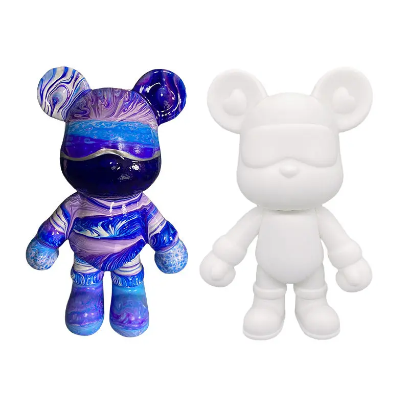 Fluid Violent Bear Doll Ornaments Creative Fluid Cool Bear Gift Diy White Embryo Enamel Liquid Bear