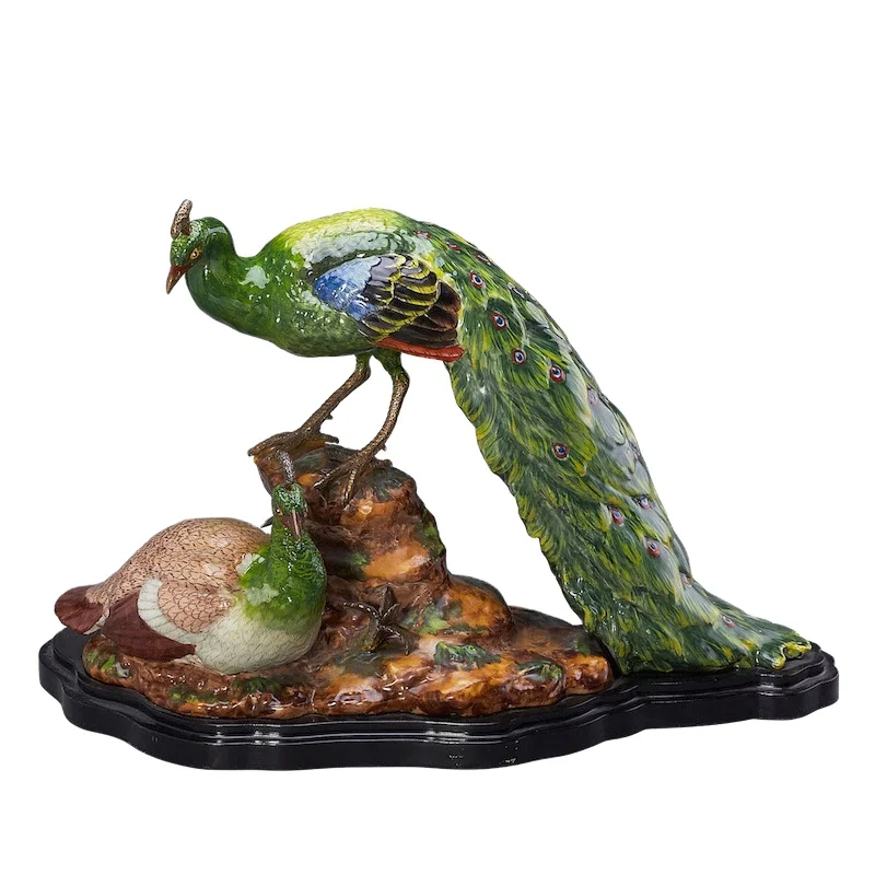 European and American ceramic animal ornaments porch fireplace ceramic peacock phoenix statue for home decoration