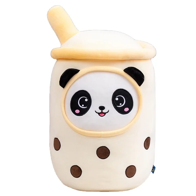 Wholesale real-life bubble plush toy stuffed food fruit milk tea pillow soft doll boba tea cup