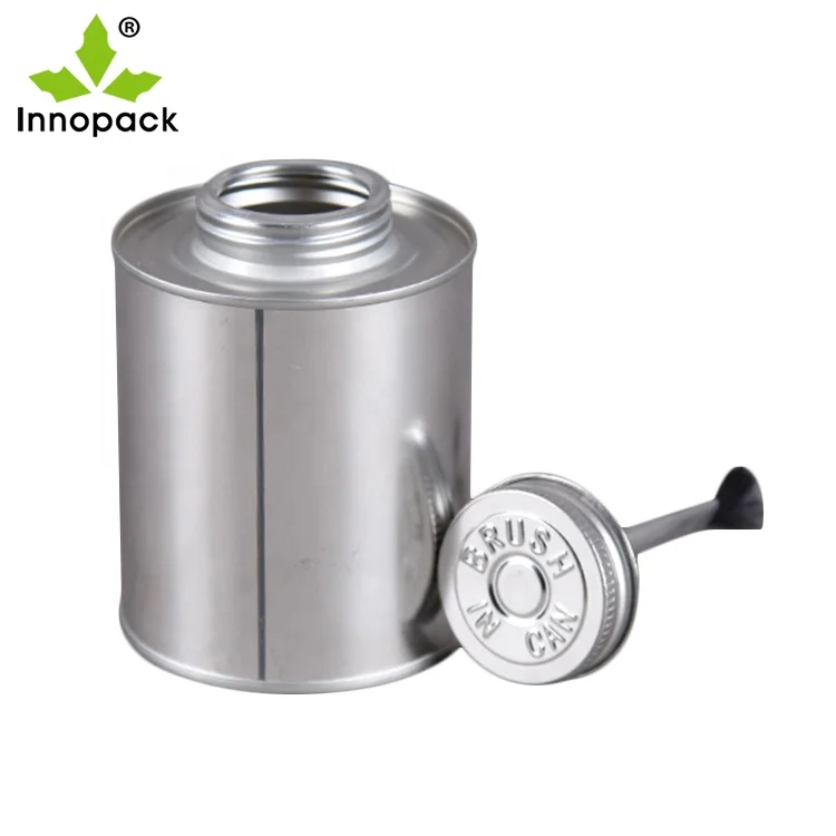 Custom Glue Tin Can With Brush Metal Adhesive Can for PVC Solvent Cement Package