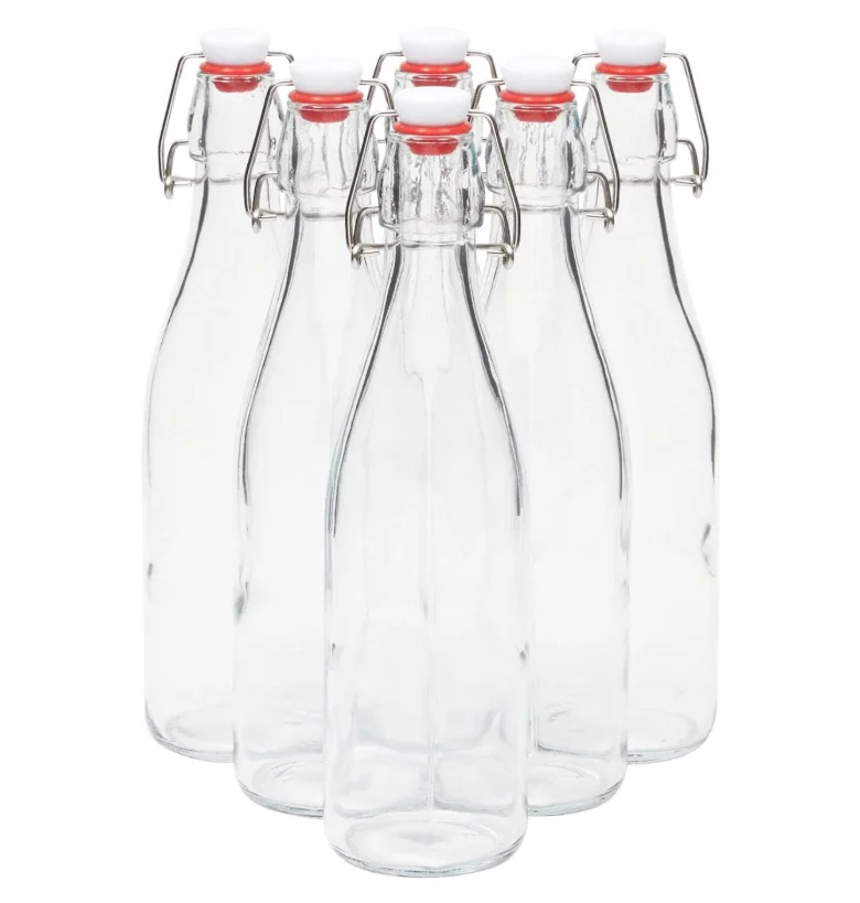 
500ml Round Square Swing Top Grolsch Glass Bottles 16oz CLEAR For Brewing Kombucha Kefir Beer 