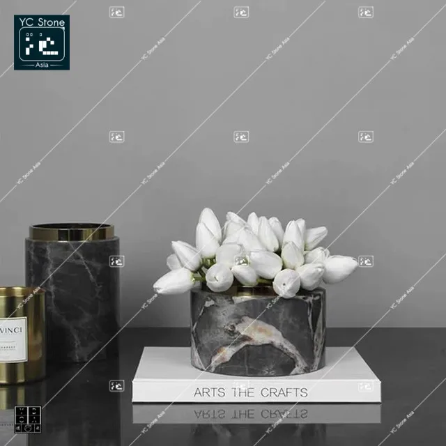 Mini White Marbled Small Flower Pot Creative WhiteMarble Indoor Plants Pot