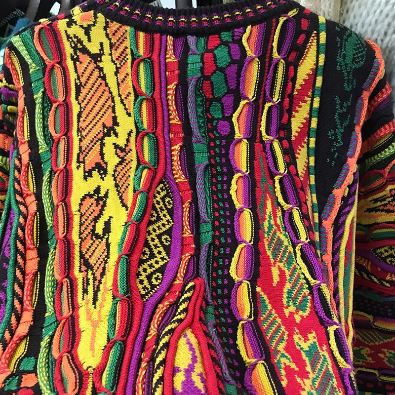 Custom Wholesale hot sale vintage colorful men knitted pullover sweater crew neck sweater