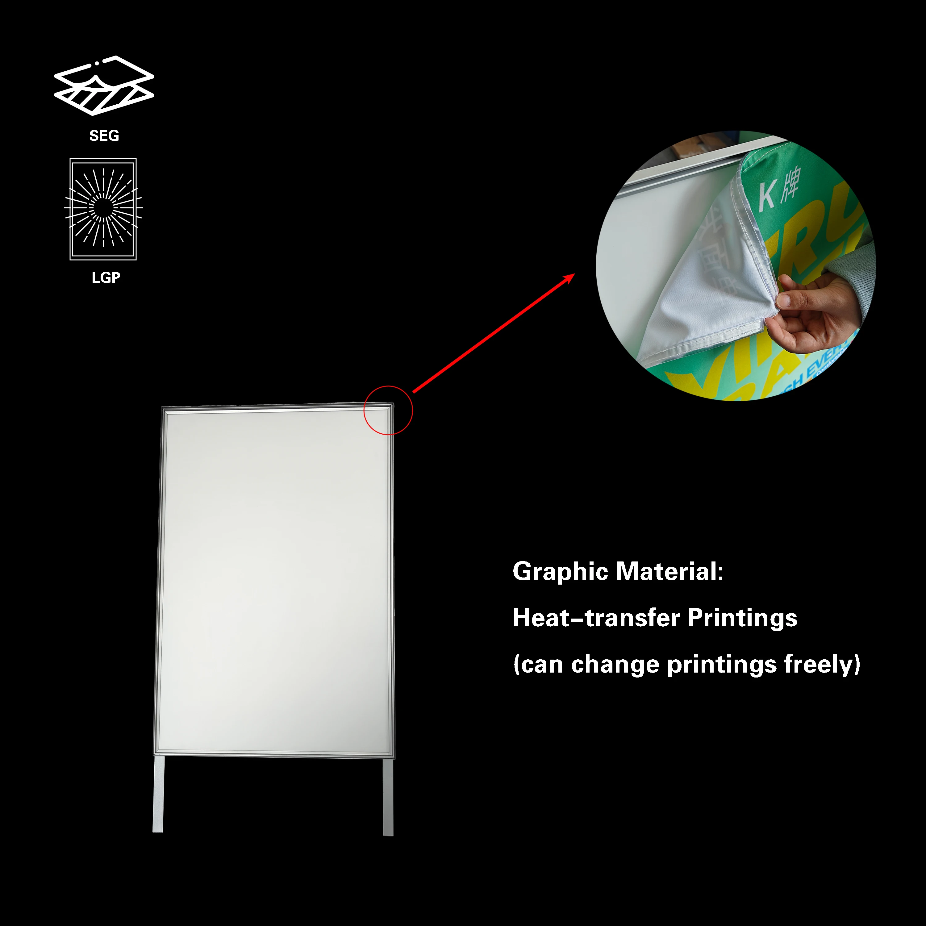Anew Factory SEG Poster Outdoor Floor Stand Advertising Light Boxes tool free LED Poster Aluminum Frame for Advertising Poster