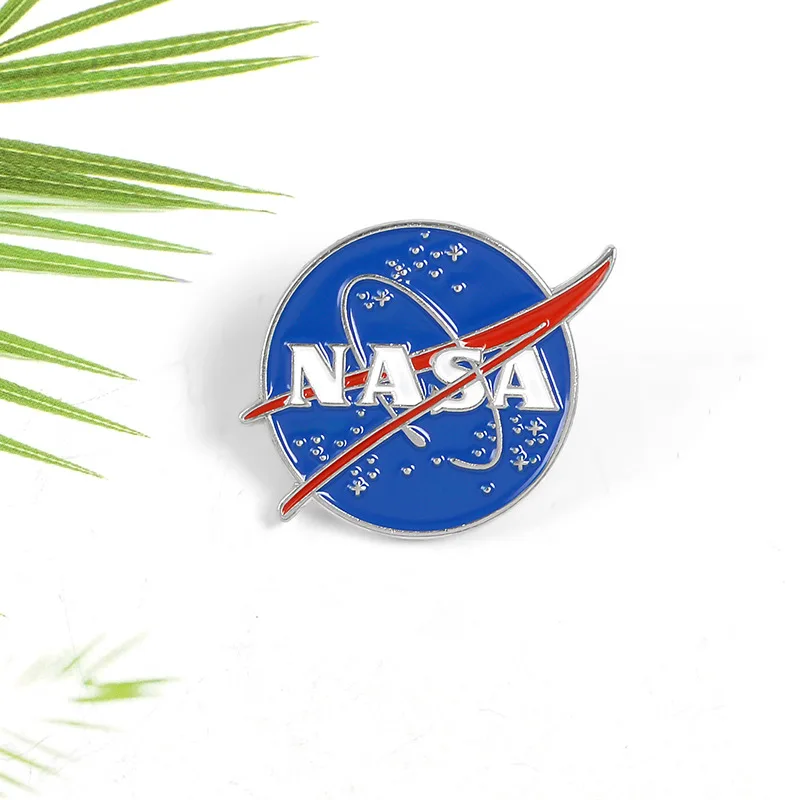 NASA Letters Astronaut Space Brooch Alloy Creative Badge Blue Soft Enamel Lapel Pin