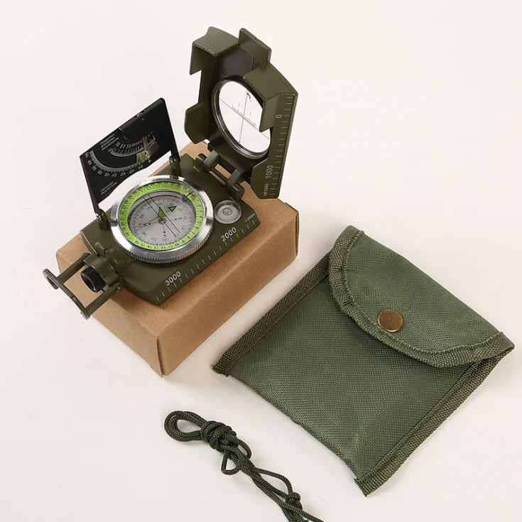 Multifunctional Compass for Hiking, Metal Waterproof High Accuracy Lensatic Compass with Clinometer for Hiking