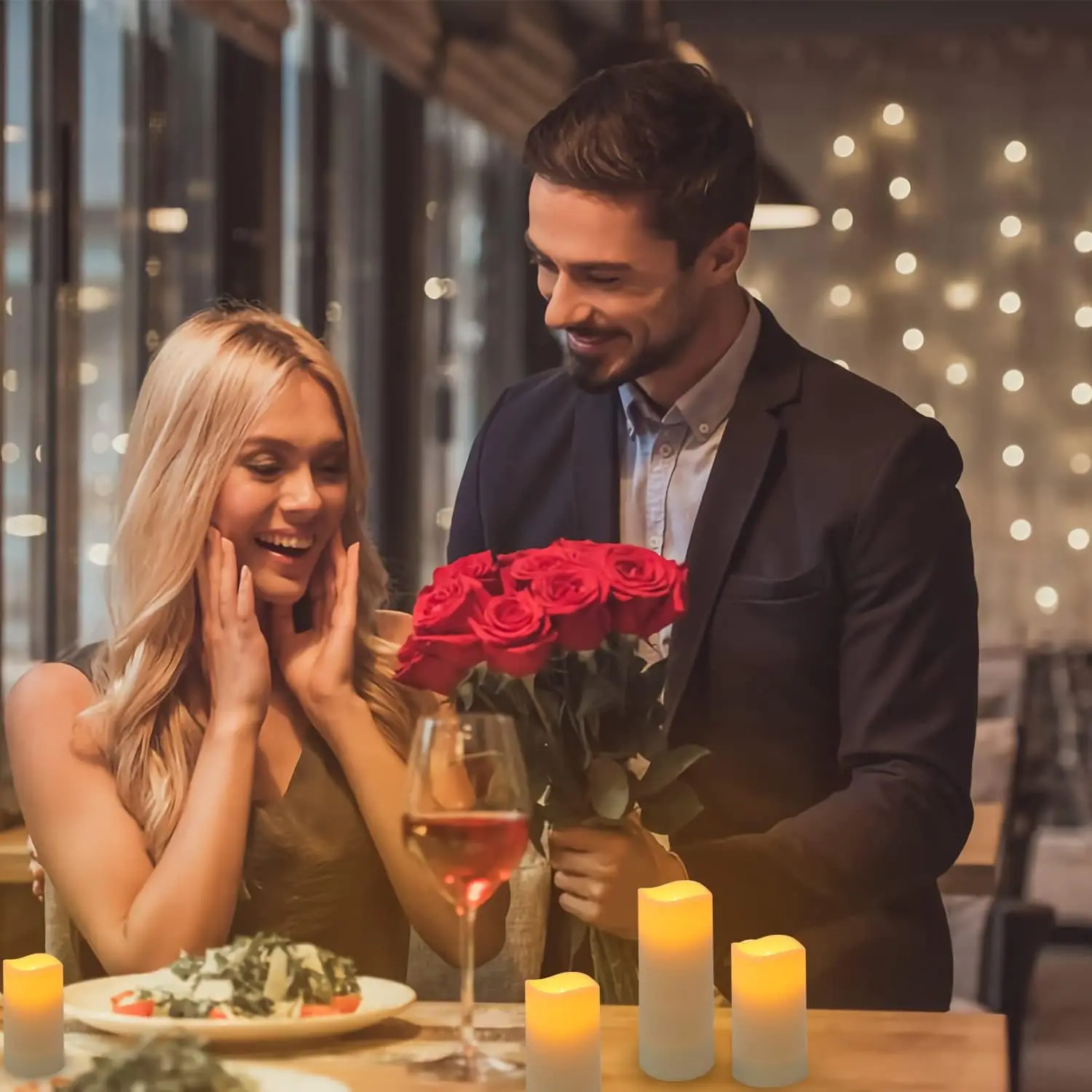 Remote control rechargeable LED electronic candle light creative light sense romantic LED candles