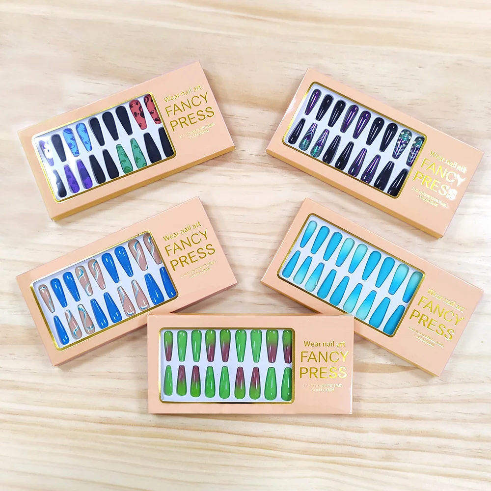 Free Samples Manicure Design Style Ballerina Packaging Box 24pcs Glamour Nail Art Press On Nails Nails
