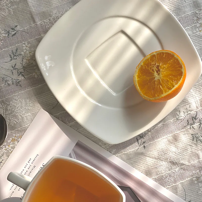 Arabian Ceramic Coffee Cup and Plate Pure White Bone Porcelain Middle Ancient Cup English Afternoon Tea Coffee Cup and Plate