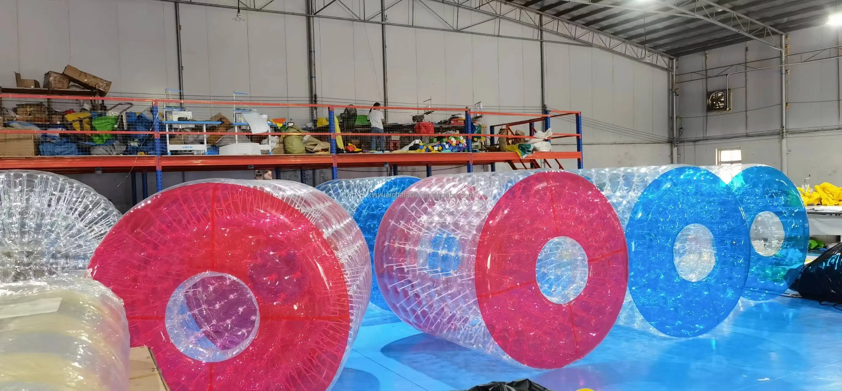 Custom 1.0mm Pvc Inflatable Floating Water Roller Zorb Ball Hamster Wheel Inflatable Water Toys For Sale