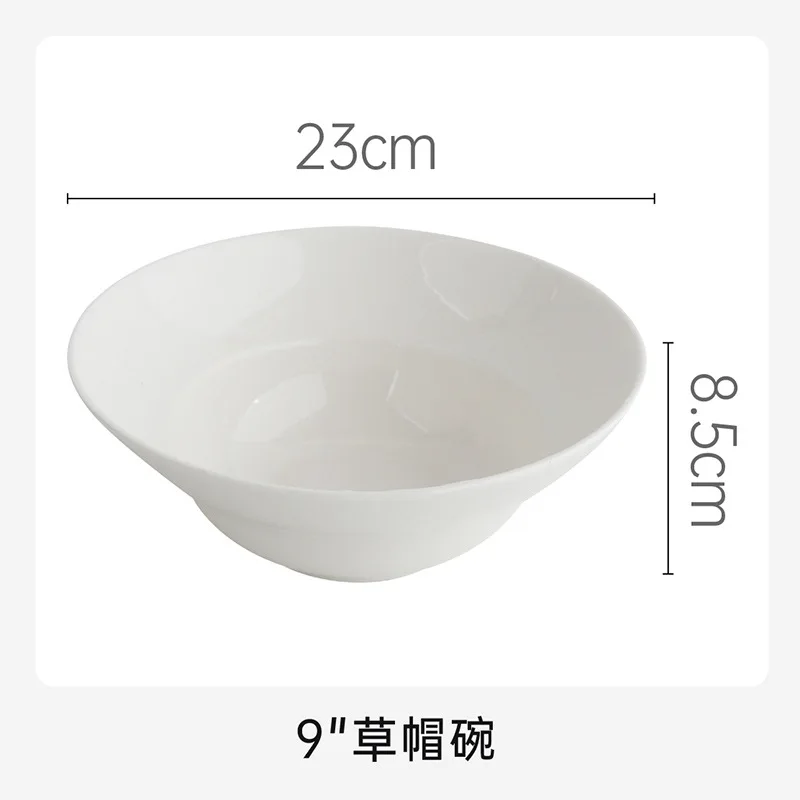 Wholesale 8/10 inch porcelain sea food Salad Bowl White dinnerware Porcelain bowl Round for hotel and room