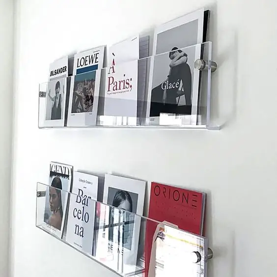 Acrylic Wall Mounted Display Storage Rack Acrylic Wall Book Shelf