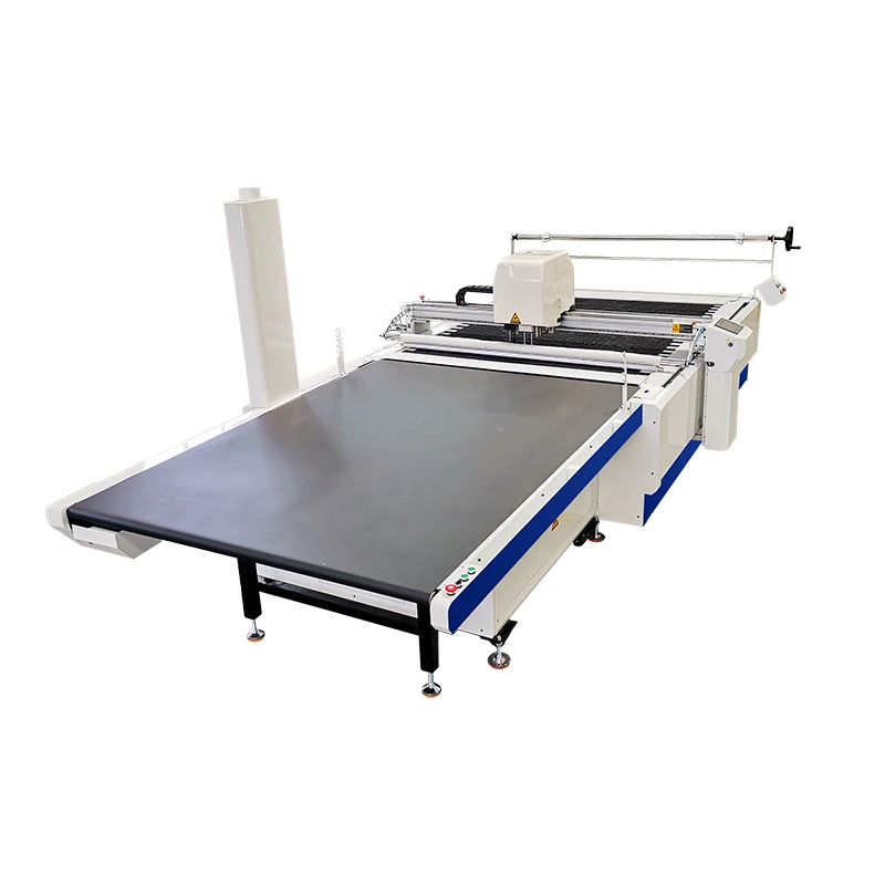 automatic feeding with camera cut printed fabric denim canvas textile fast pu cutting machine