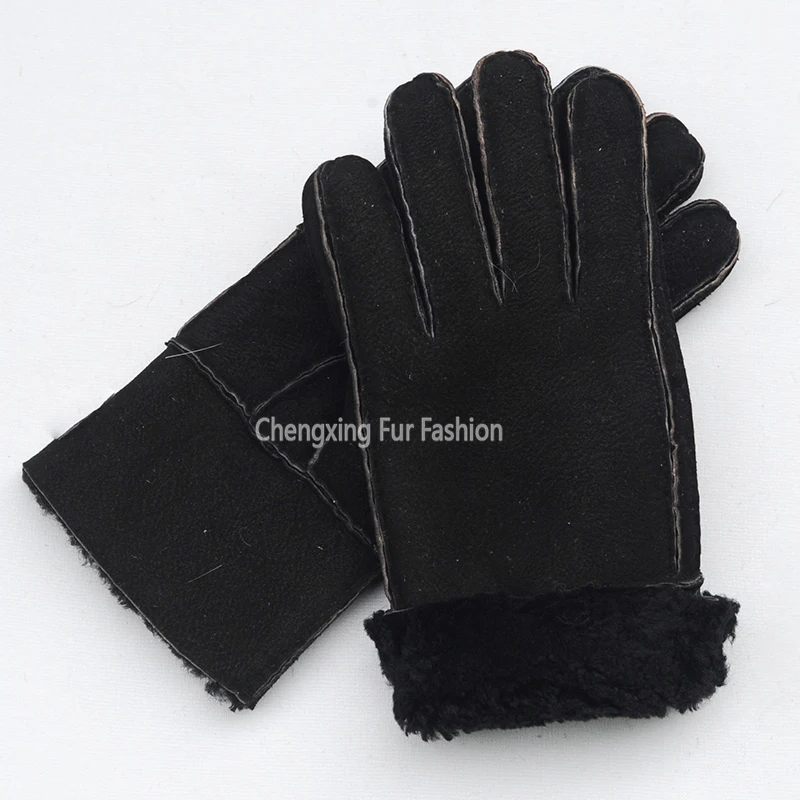 CX-A-131C Очаровательная на овечьем меху; Женские варежки Зимние теплые кожаные перчатки