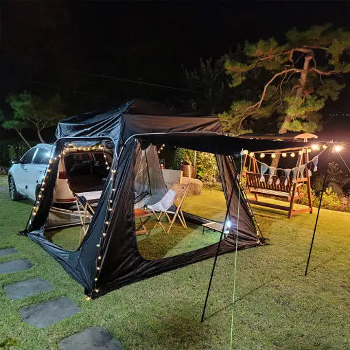 Portable Outdoor 210D Oxford PU Automatic Quick Opening Car Tailgate Tent Shade Tent SUV Car Rear Tent for Camping