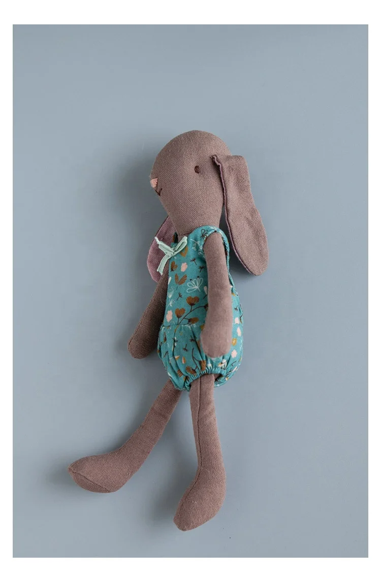 Soft Cotton Linen Mouse Cloth Toy with Removable Dress Premium Handmade Little Mice Fabric Doll Stuffed Mouse Girl Plushie