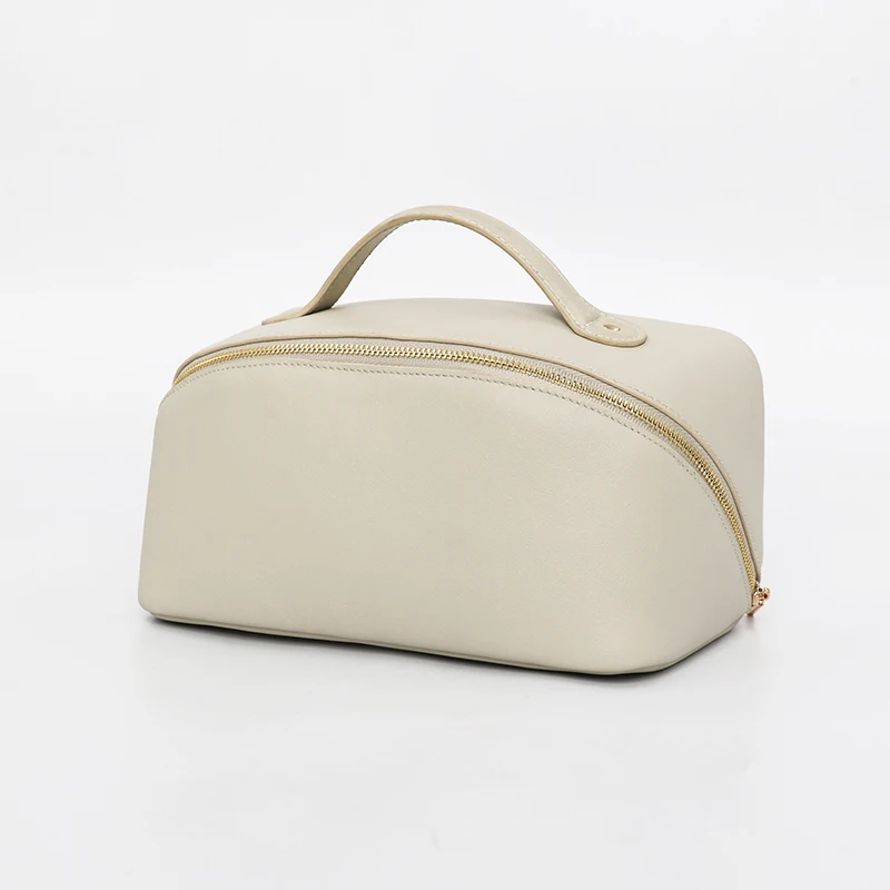 genuine leather make up bag professional cosmetic multi-functional toiletry waterproof makeup bag