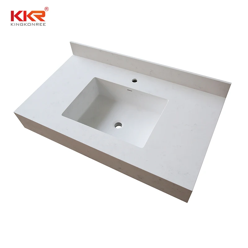 all in one hotel bathroom furniture solid surface artificial stone countertops with built in sinks