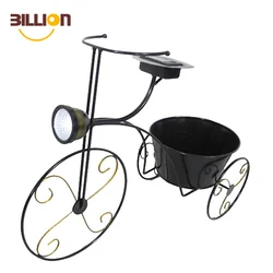 New Design Metal Craft Bicycle Flower Pot Garden Solar Light Pot