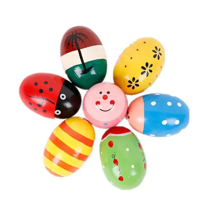 Cartoon Wooden Sand Egg Kids Surprise Egg Toys