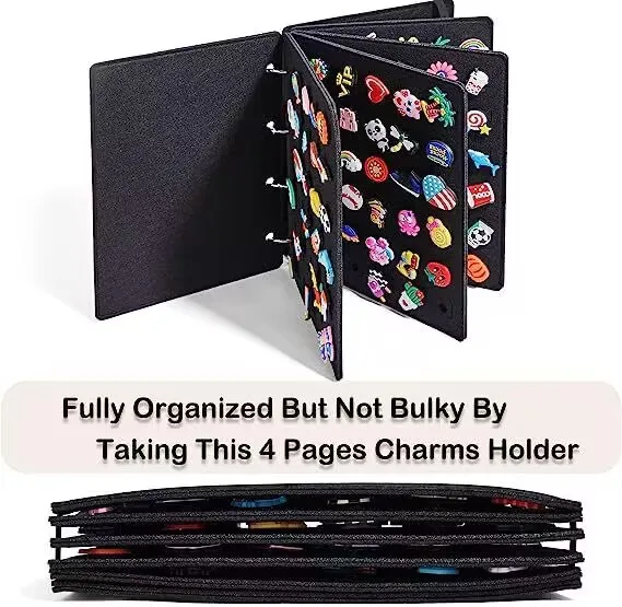 Flip-page Charms Organizer Shoe Charms Display Holder Felt Organizer Book Shoe Buckle Display Board With 4/6 Pages Charms Holder