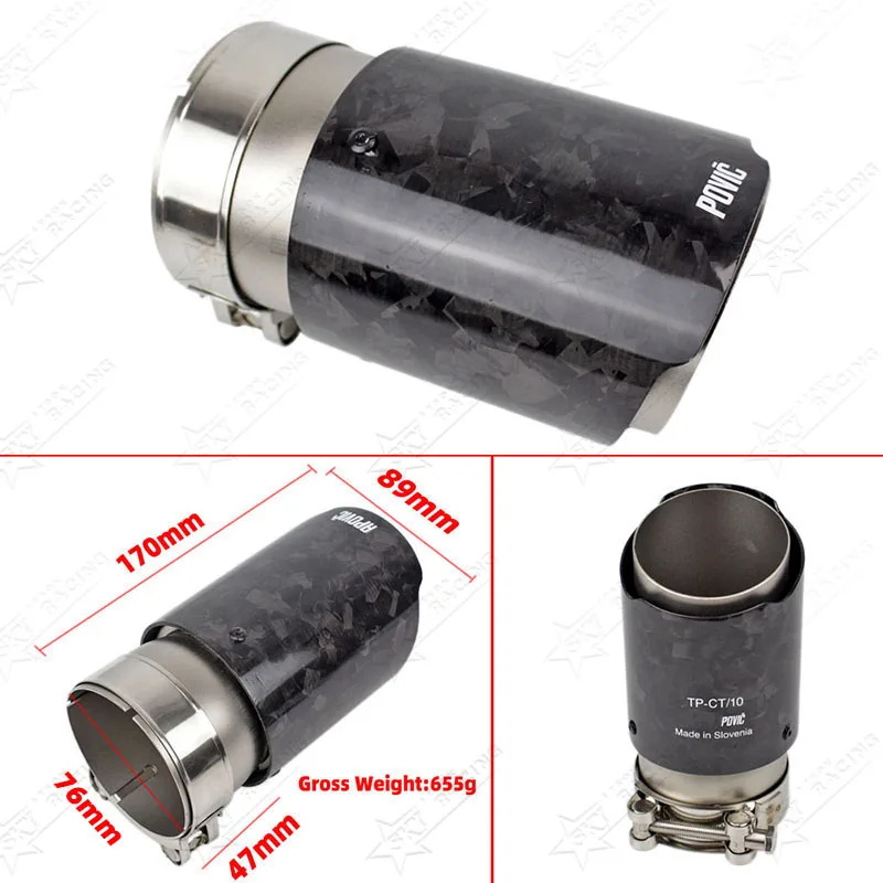 Akropovic Acrapovic Akapovic Carbon Fiber Stainless Steel Dual 60mm 80mm 2 Inch Inlet Muffler Exhaust Tip for BMW Audi Universal