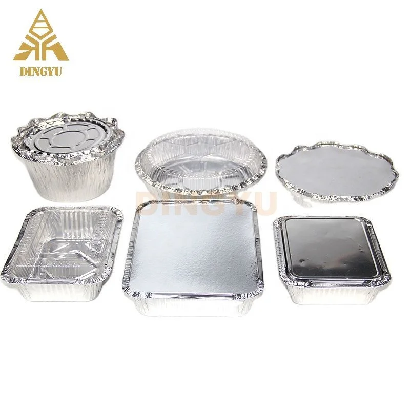 OEM Household Kitchen Grill Disposable Aluminum Foil Loaf Pan with PP foil lid for food soup