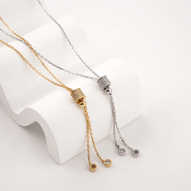 Zircon Inlaid Gold Small Waist S925 Silver Necklace Japanese Korean Creative Personalized Collarbone Chain Factory Wholesale