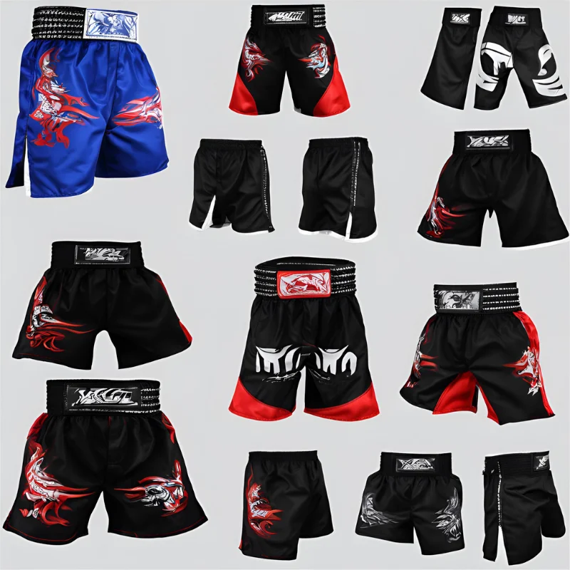 Polyester Sublimation Printed Kick Boxing Pants Men Woman Muay Thai Short Custom Mma Shorts For Wholesale
