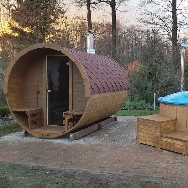2-8 Person Outdoor Steam Sauna Barrel Wood Sauna Rooms