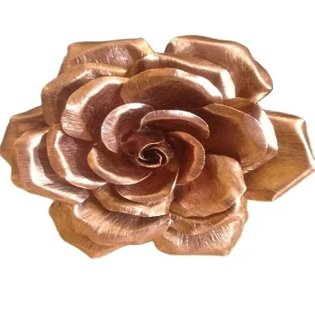 Copper Wall  Art Rose Flower 4 inch Cream Ceramic Floral Decor Copper Wall Art