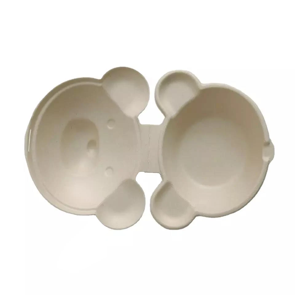 custom molded pulp disposable sugarcane lunch box food bagasse bear container biodegradable compostable takeaway hamburger box