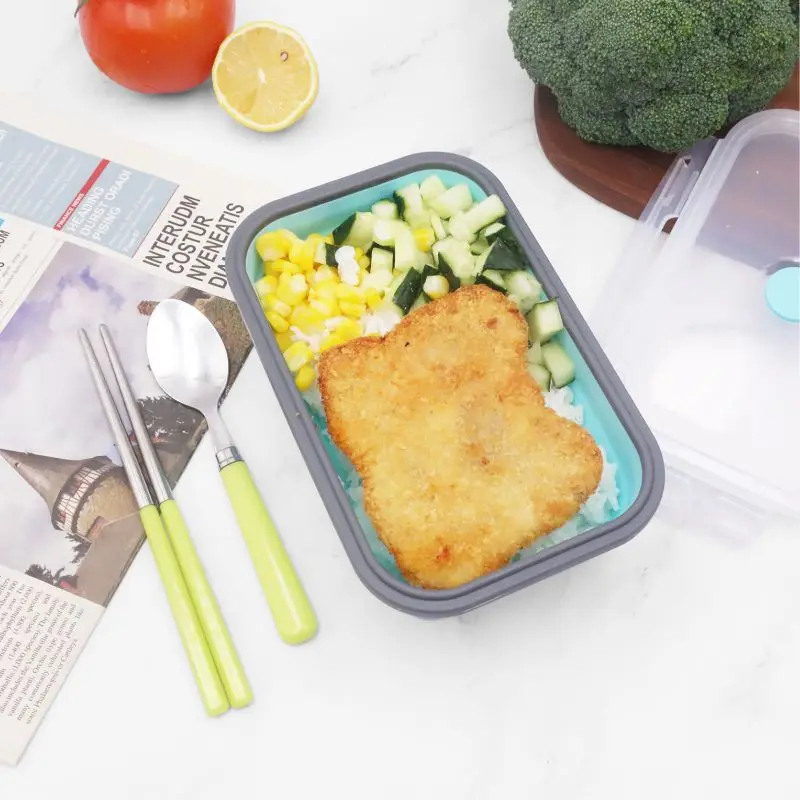 Silicone Food Storage Containers Microwave Oven Food Container Collapsible Silicone Lunch Box For Kids Adult